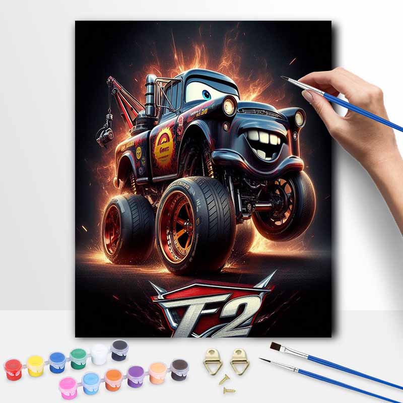 Disney Mater Monster Truck Oil Painting Kit Home Bedroom Wall Decor Handmade Gift Art Crafts Supplies DIY Creative Decor Painting