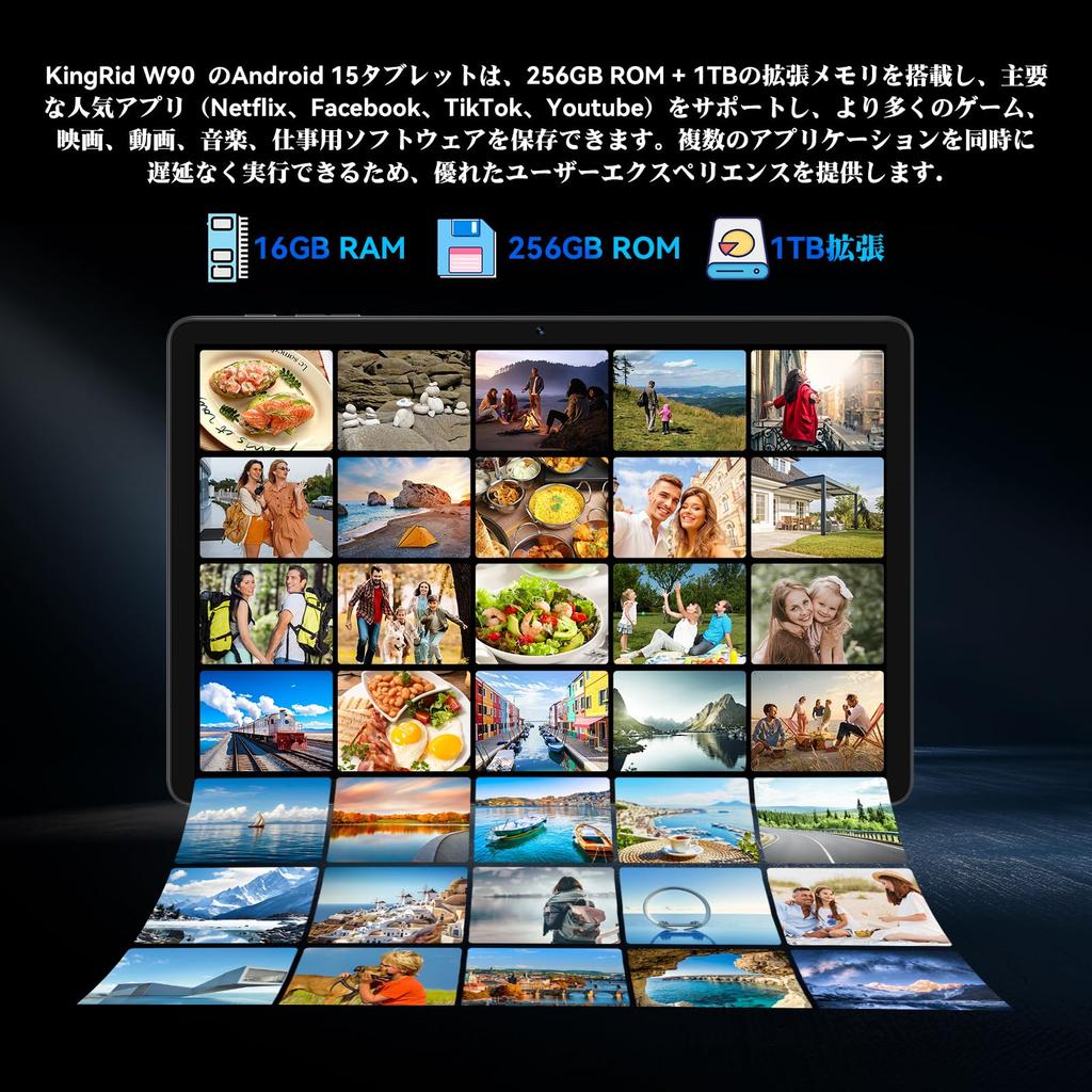 Новый Android 15 2K Большой планшет KINGRID W90 с 4G LTE FHD Gemini AI Android 8000 мАч TF T615 WiFi 6 GPS GMS Widevine Идеально подходит для детей и пожилых людей