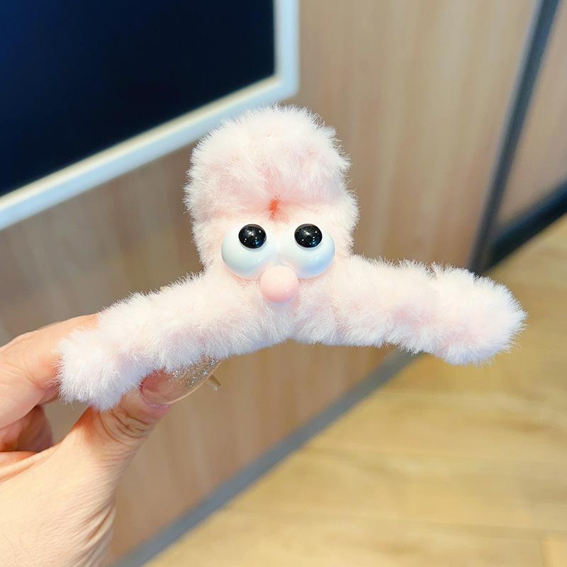 Осень/Зима Милая Плюшевая Заколка-Краб с Большими Глазами для Женщин