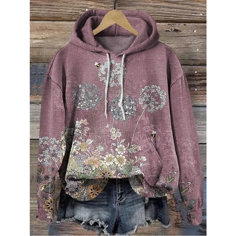 Fashion Women's Hooded Hoodies 3D Print Floral Graphics Casual Sweatshirts Pullovers Streetwear Women's Clothing Fall Winter