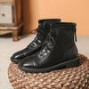 Горячие продажи однотонных британских коротких ботинок, мотоциклетные ботинки, осенние и зимние универсальные женские ботинки из мягкой кожи с подкладкой