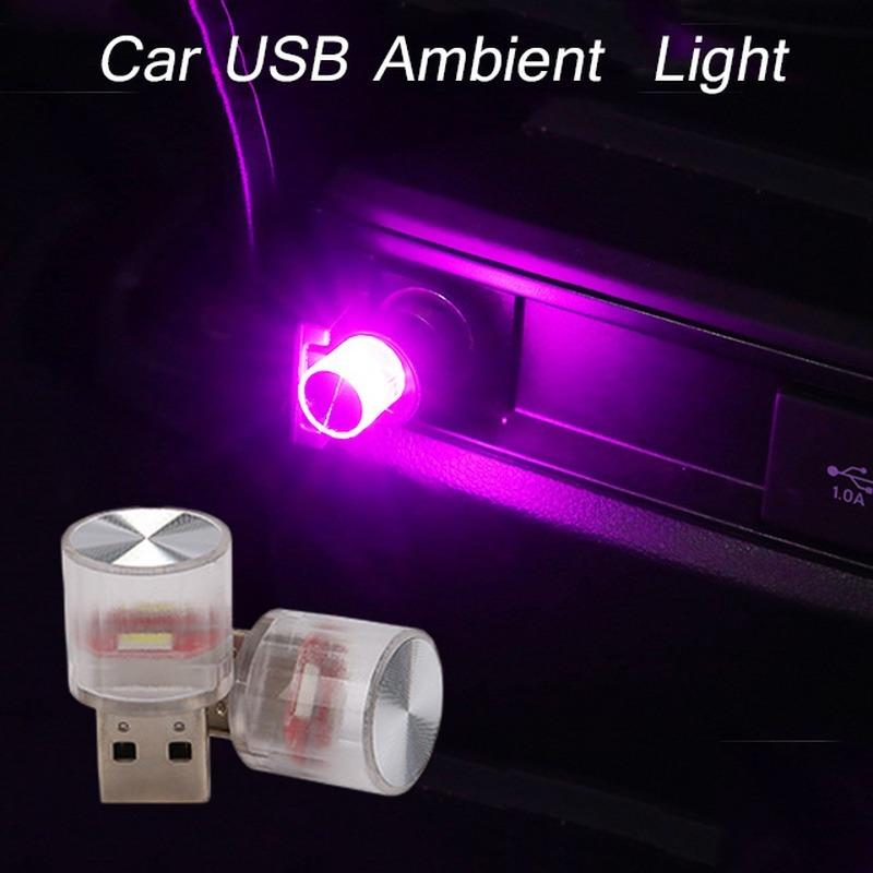 Car Mini USB LED Ambient Lights Decorative Lamp for Party Flashing Colorful Portable Plug Play Auto Interior Atmosphere Light