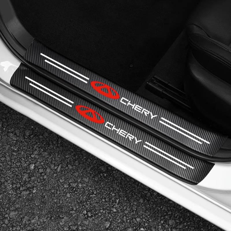 Chery Tiggo 7 Pro из углеродного волокна, защитная полоса для порога автомобиля, наклейки, аксессуары, водонепроницаемая пленка, легко чистится