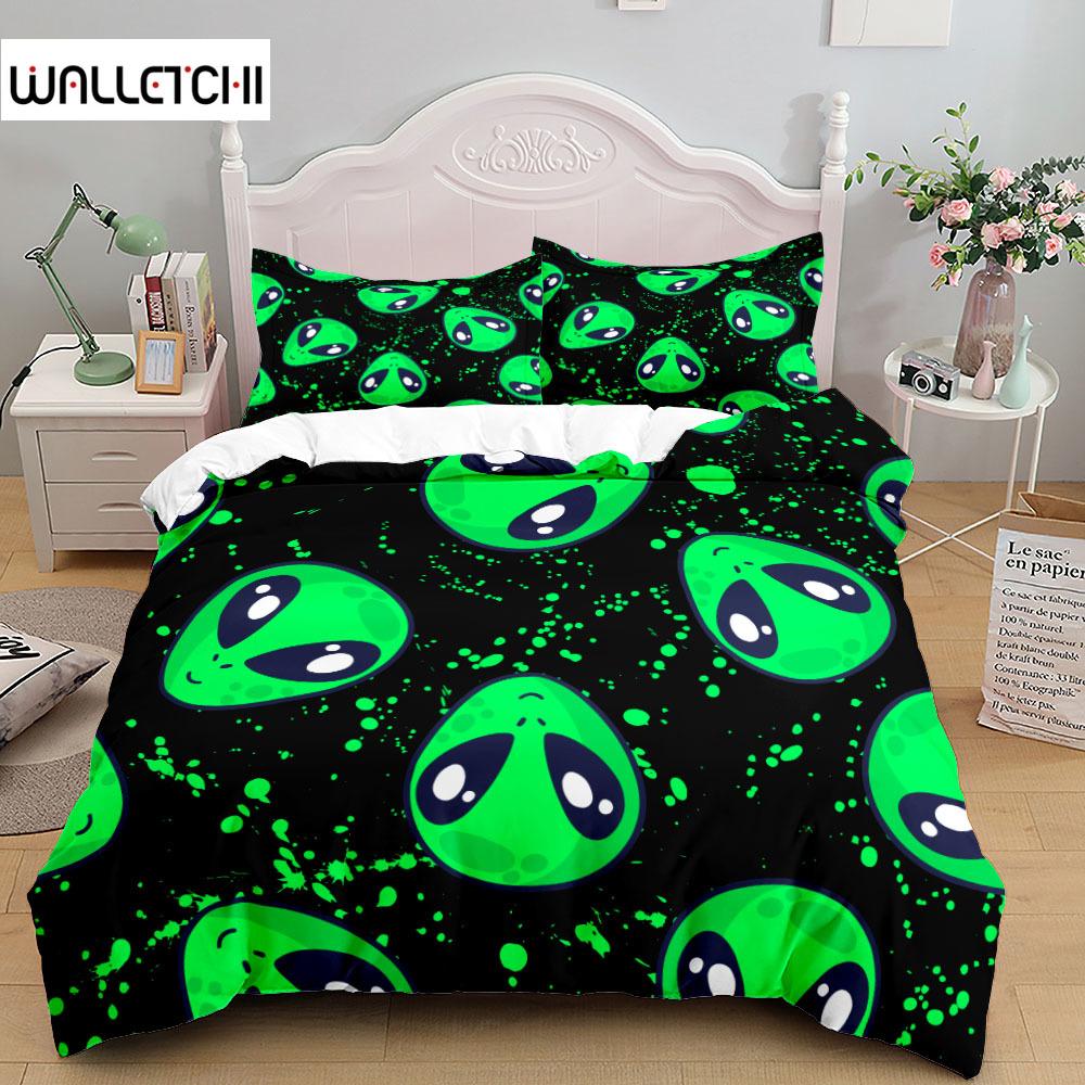Aliens Children Duvet Cover Set UK Single Double Queen US Twin Full King Size Bed Linen Set