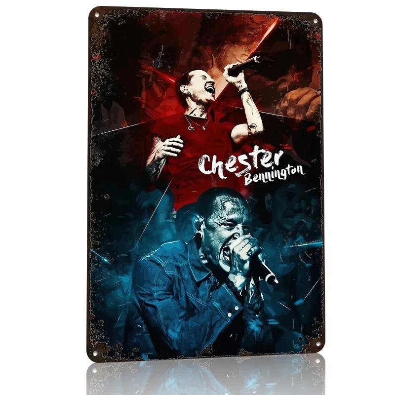 Chester Bennington Tribute D Printed Texture Poster Personalized Wall Art Retro Metal Tin Signs for House Bar Accessories Room
