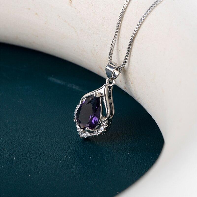 BELLA BOX Женское ожерелье нового дизайна, фиолетовое цирконие, уникальные аксессуары для вечеринки, необычный подарок для девушки, эффектные ювелирные изделия
