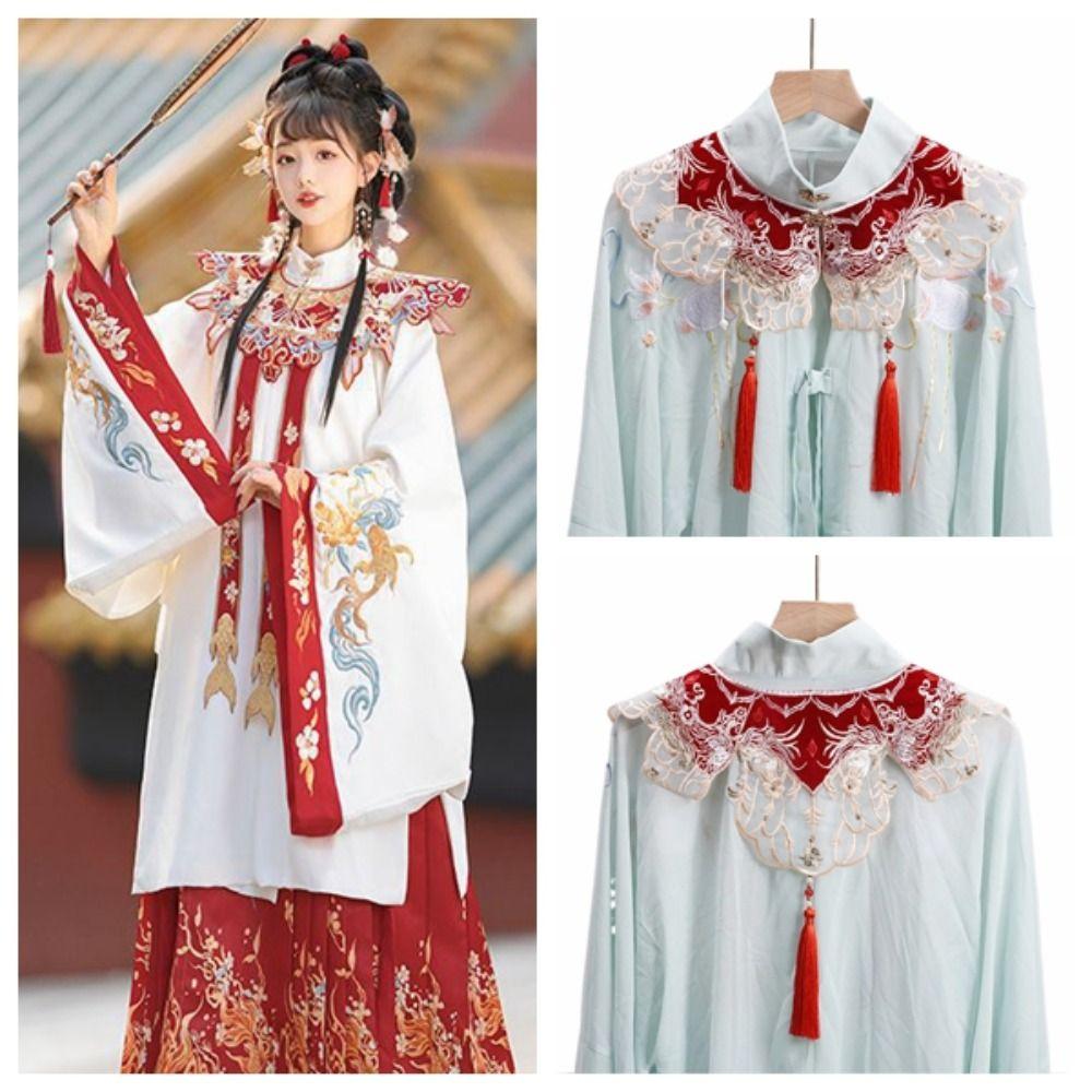 Chinese Style Hanfu Shoulder Collar Embroidered Cheongsam Shawl Hanfu Collar for Women/Girls