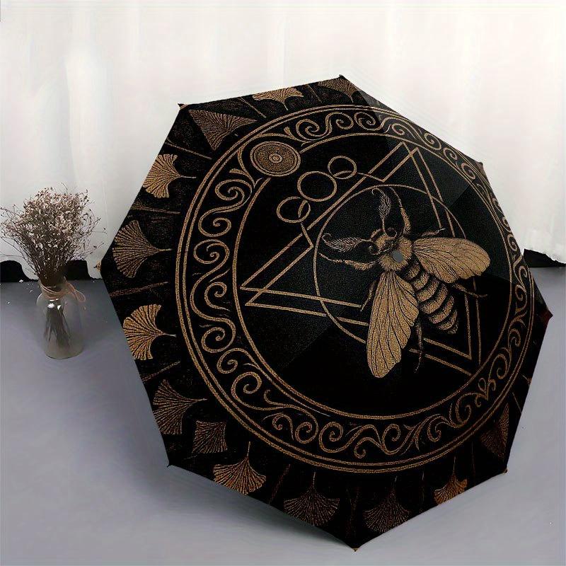 Круглый коврик со знаком Золотой Пчелы - Декоративный духовный дизайн Зонт, Портативный складной компактный зонт для мужчин и женщин R143