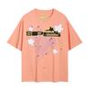 24S cross-border European and American trendy brand Sp5de spider web 555 portrait letter foam short-sleeved t-shirt men's and women's high street 