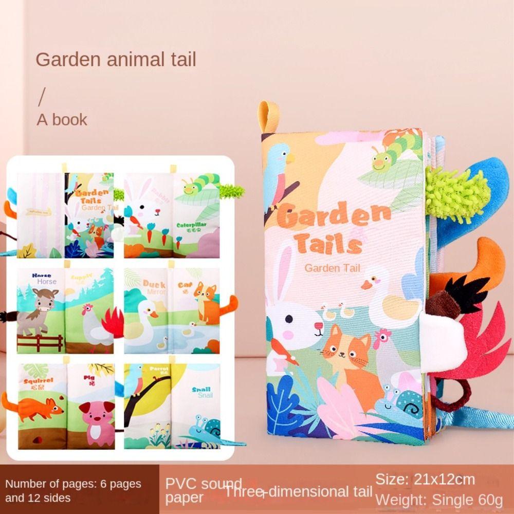 Animals Tail Kids Cloth Book Sound Paper Baby Early Learning Toy Learning Cognize