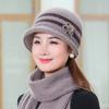 Шапка для пожилой матери среднего возраста с осенне-зимним темпераментом, модная простая шапка из меха кролика с толстым бархатным шарфом в комплекте