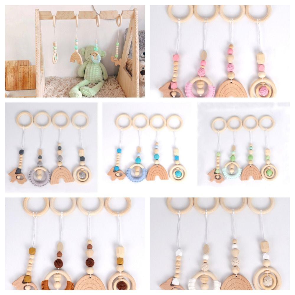 Rabbit Wooden Beech Activity Gym Frame Crochet Baby Gym Toys Play Frame Nordic Style Gift
