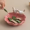 Floral Ceramic Dessert Plate Cute Tea Snack Fruit Tray Bird Shaped Pastry Plate  for Kitchen