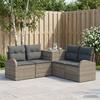 Sofa Set 5 pcs Grey and Dark Grey Poly Rattan and Steel