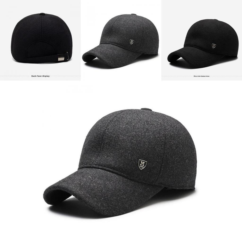 Simple Solid Color Middle Aged Warm Windproof Baseball Cap For Daily Wear