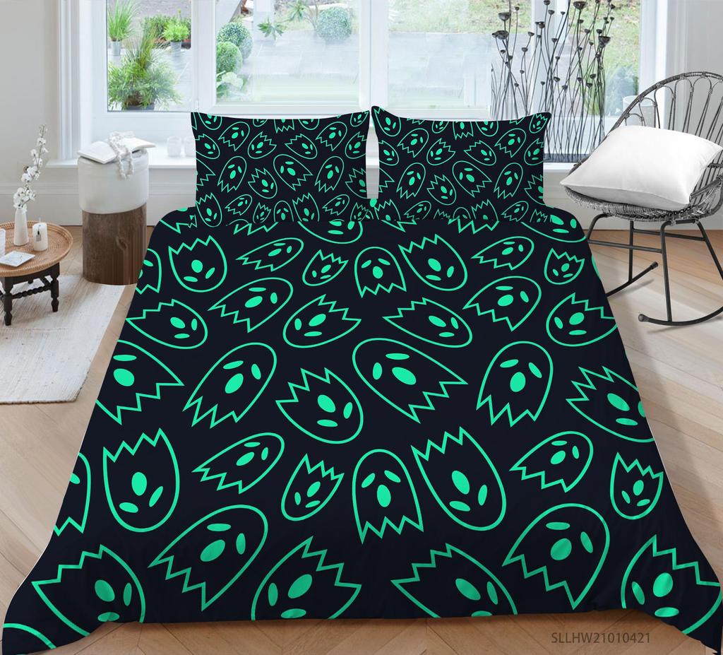 Постельное белье с принтом в виде головы черепа, односпальная двуспальная кровать, полноразмерная персонализированная наволочка с темным узором и пододеяльник 2 или 3 удобных украшения для дома