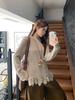 Женская корейская кружевная футболка Ye Yuan с длинным рукавом - Осенне-зимняя, с полувысоким воротником, облегающая, базовая
