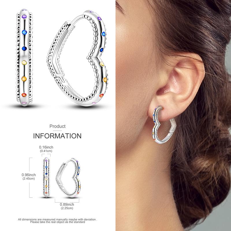 Серьги-кольца из серебра 925 пробы с разноцветными цирконами, паве, серьги-кольца для женщин, девушек, ювелирный подарок
