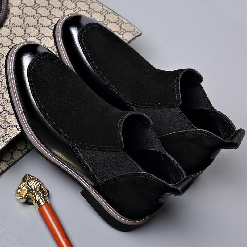 Модные мужские ботинки челси из коровьей замши осень-зима, модные повседневные кожаные туфли, мужские высокие дизайнерские ботильоны для мужчин