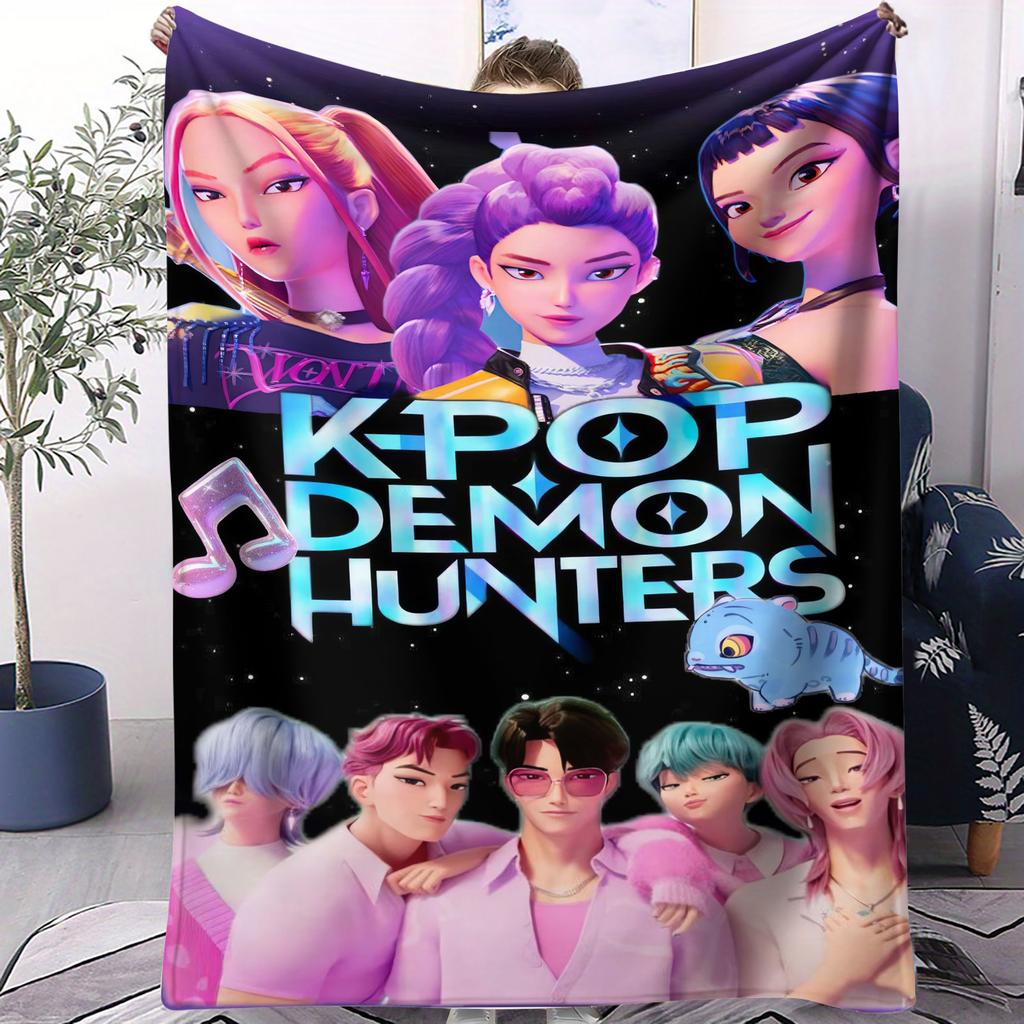 K Pop Охотники на демонов Плед Горячий аниме Фланелевый плед Подарок фанату для дома Путешествий Кемпинга Офиса Постельное белье Декор гостиной