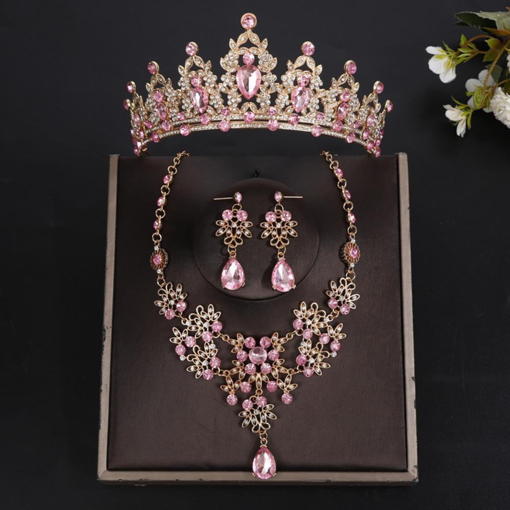 Shiny Bridal Jewelry Sets Baroque Style Crystal Headdress Rhinestone Bridal Crown Princess