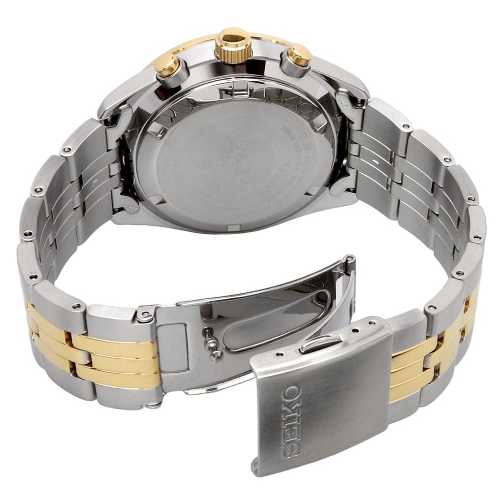 SEIKO 1/5-Second Chronograph Quartz Watch SSB430P1 Men's Silver x Gold Black Dial
