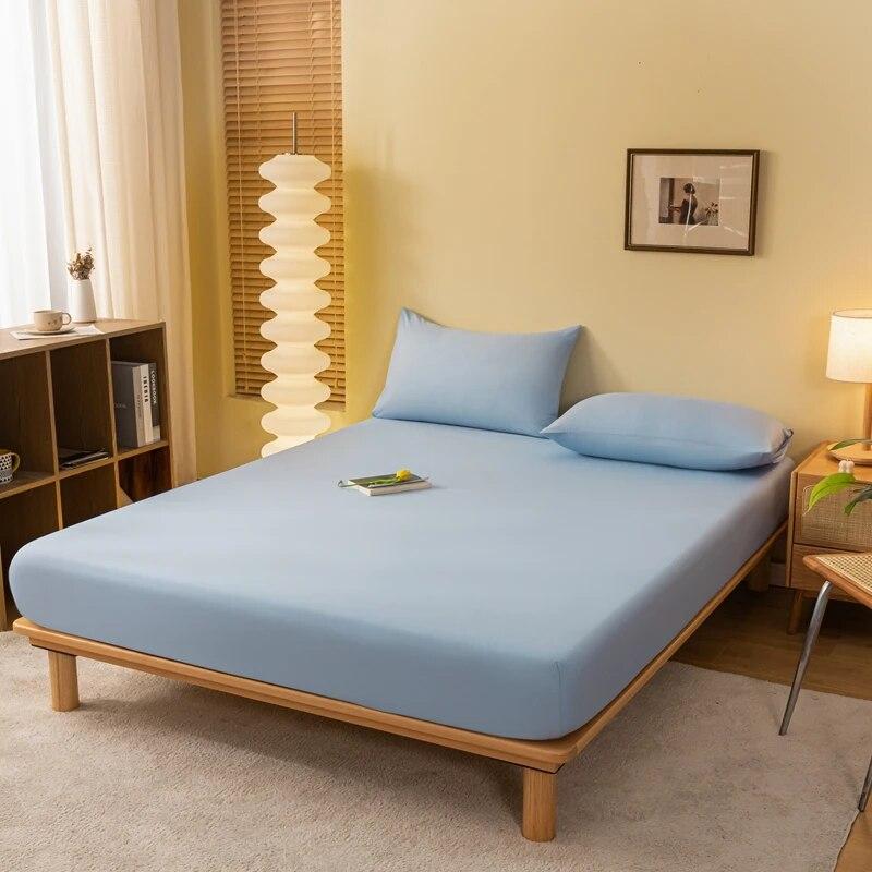 Приятная для кожи хлопковая простыня с резинками, наматрасник, сплошная цветная простыня, простыня королевского размера