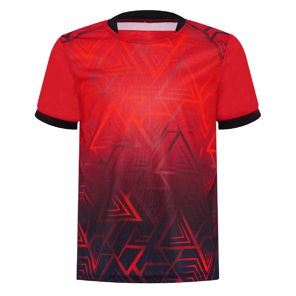 Boys Geometric Print Sports T Shirt Round Neck Short Sleeve Football Basketball Costume Top