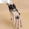 Trendy Black Lace Bracelet Finger Ring Hand Chain Elegant Women Bracelet Metal Crystal Charm Steampunk Lady Vintage Jewelry Gift