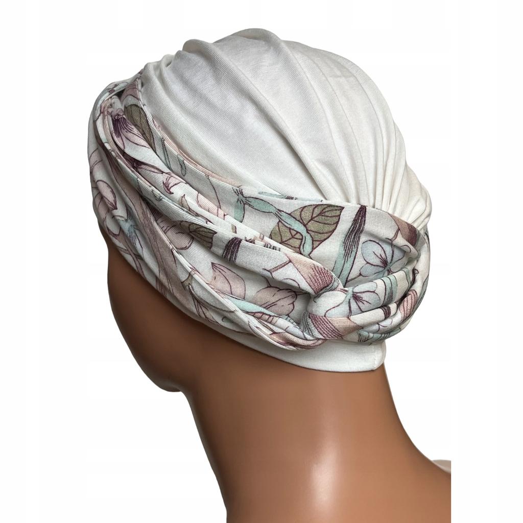 Turban Damski Wiosenny Lena Ecru-419 Chusta Miękka Także Po Chemioterapii