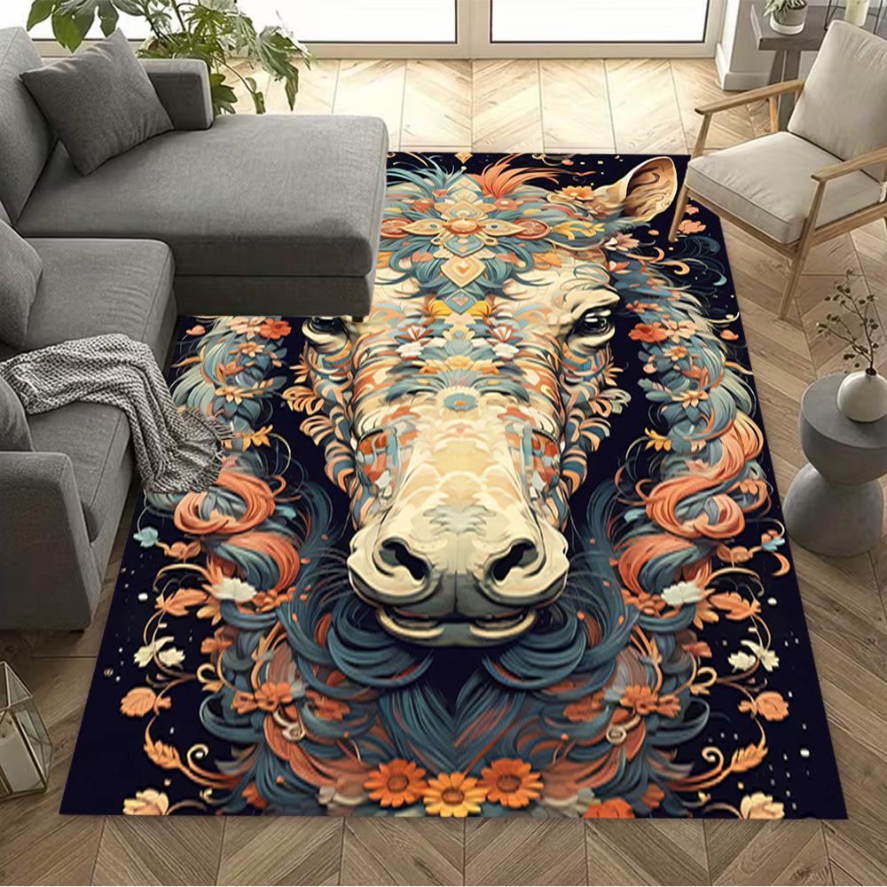 1pc Home Carpet with floral design rug non slip for office decor and bedroom gift ideas