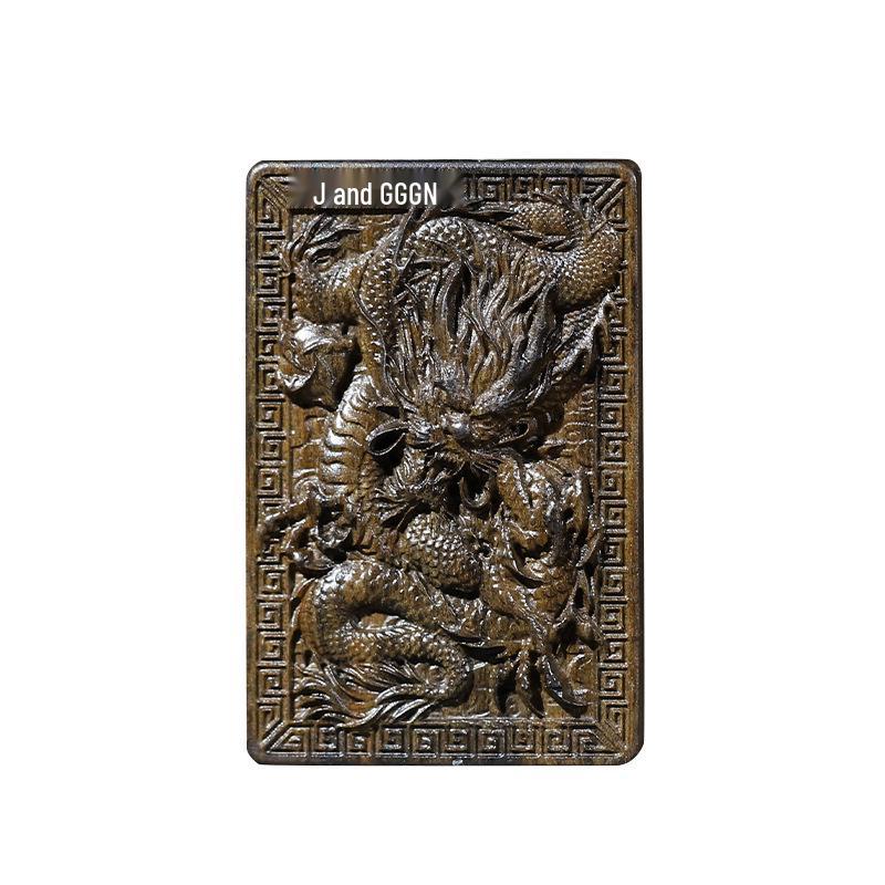Bodhisattva Chess Agarwood Wood Carving: Dragon Soaring Pendant - Chinese Style Handheld Wooden Necklace.