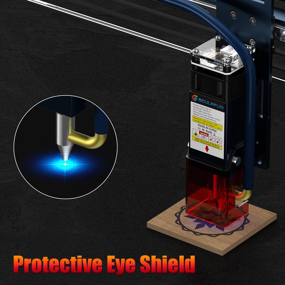 Лазерный гравер-резак SCULPFUN S30 Pro 10 Вт, автоматическая подача воздуха, фокусировка лазера 0,06x0,08 мм, 32-битная материнская плата, 410x400 мм