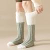 Fuzzy Knee High Socks Women Fluffy Warm Knee Socks Color Socks Leg Warmers Block Thick Winter
