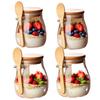 350ml Glass Cup with Lid and Spoons Glass Oatmeal Cup Kitchen Glass Storage Jar for Kitchen Oats Milk Coffee Fruit Salad