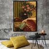 Sitting On The Sofa Reading A Book Eclectic Wall Art Poster Vintage Rose Floral Baroque Oil Painting Picture Living Room Decor