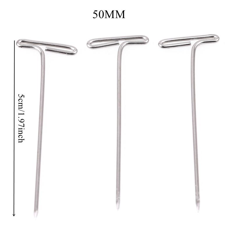 50/100Pcs 27/32/38/45/51MM T Pin Needles Wig Making T Pins for Blocking Knitting Assorted Sizes T-Pins Stainless Steel