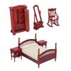 6Pcs Retro Dollhouse Bedroom Furniture Set Handcrafted Wood Miniatures for 1/12 Scale DIY Display