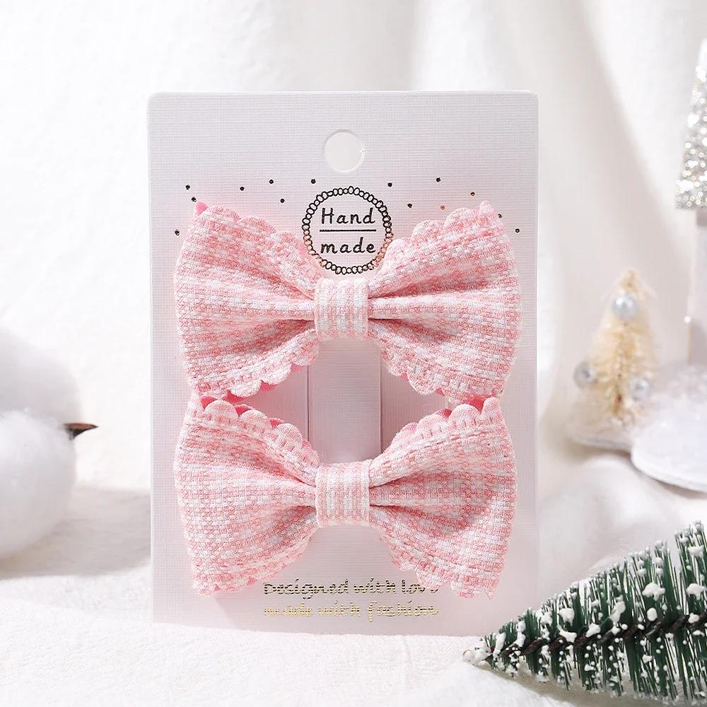 2 шт./компл. Однотонные нейлоновые детские бантики Заколки для волос для маленьких девочек Ручной работы Бантик Заколка-автомат Фотографические аксессуары для волос