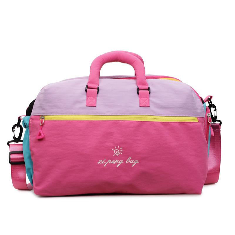 Large Capacity Women'S Travel Bag Premium Fabric With Dopa-Inspired Color Blocks Dedicated Shoe Compartment Dry/Wet Separation
