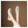 Fashion Round-toed Woven Hollow Muller Slippers for Women In Summer, Retro Inner Heightening, One-foot Slip-on Baotou Drag
