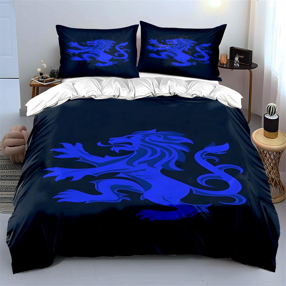 Blue lion crest design. Bedding sets Duvet cover sets Duvet covers Pillowcases(1 * Duvet Cover 2 * Pillowcases without duvet insert)