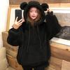 Women's Sweatshirt Autumn and Winter Thickened Velvet Wide Hooded Jacket