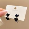 New Spades Sweetheart Dark Sweet Cool Black Drop Glaze Love Earrings Female Retro Earring Jewelry Accessories