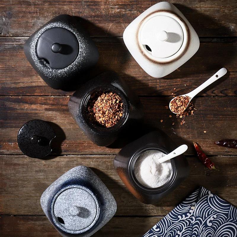 Горшок для приправ, керамическая коробка для приправ, набор для приправ на кухне, перечница, соль, сахар, перец чили