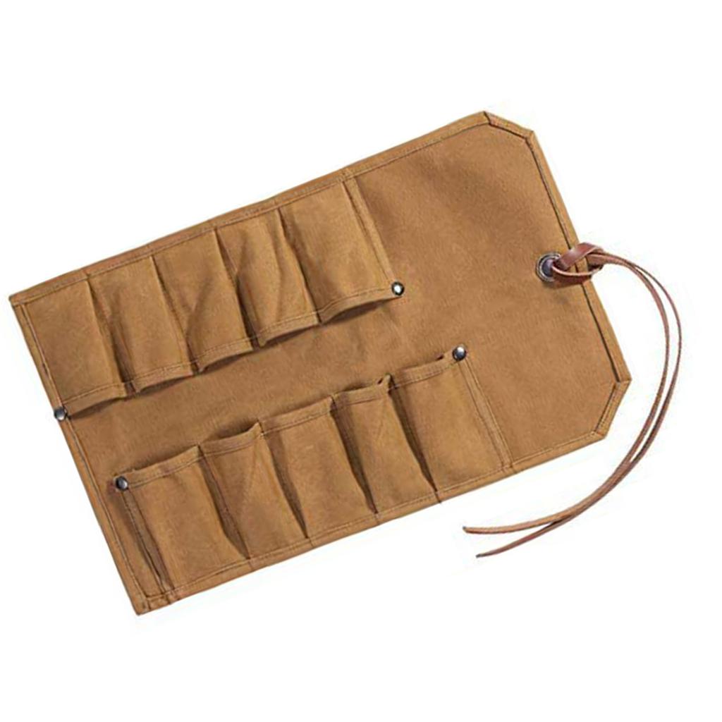 Tool Roll Heavy Duty Waxed Canvas Small Tool Bag Tool Pouch for Chisels Hammer Gouges Pocket Storage Bag Tool Accessory