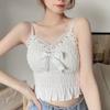 Summer Women's Bow Pleated Mesh Vest with New Suspender and Chest Pad Top, Fashionable and Elegant Summer Women's Clothing