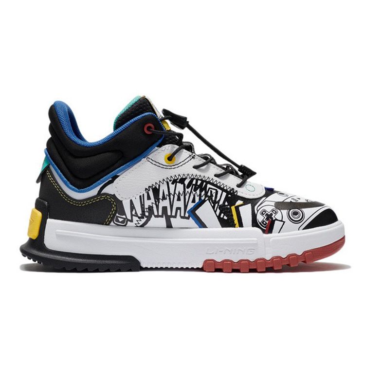 Li Ning Детские повседневные удобные кроссовки средней высоты Детские кроссовки Белые YKCS012-1