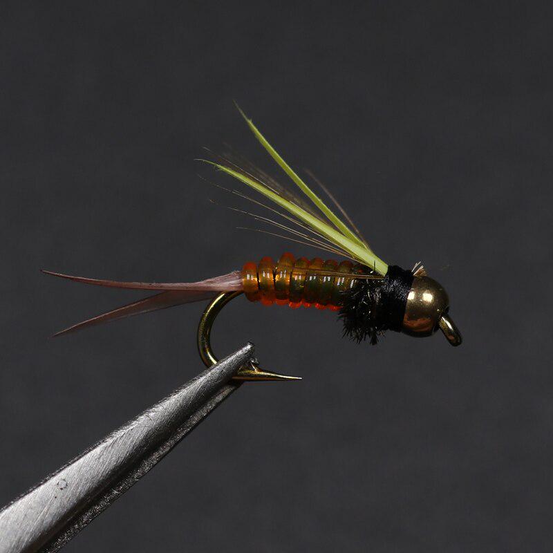 Биму, 10 шт. # 14, латунная бусина, голова, хвост фазана, принц, форель, рыбалка, нимфа, мухи