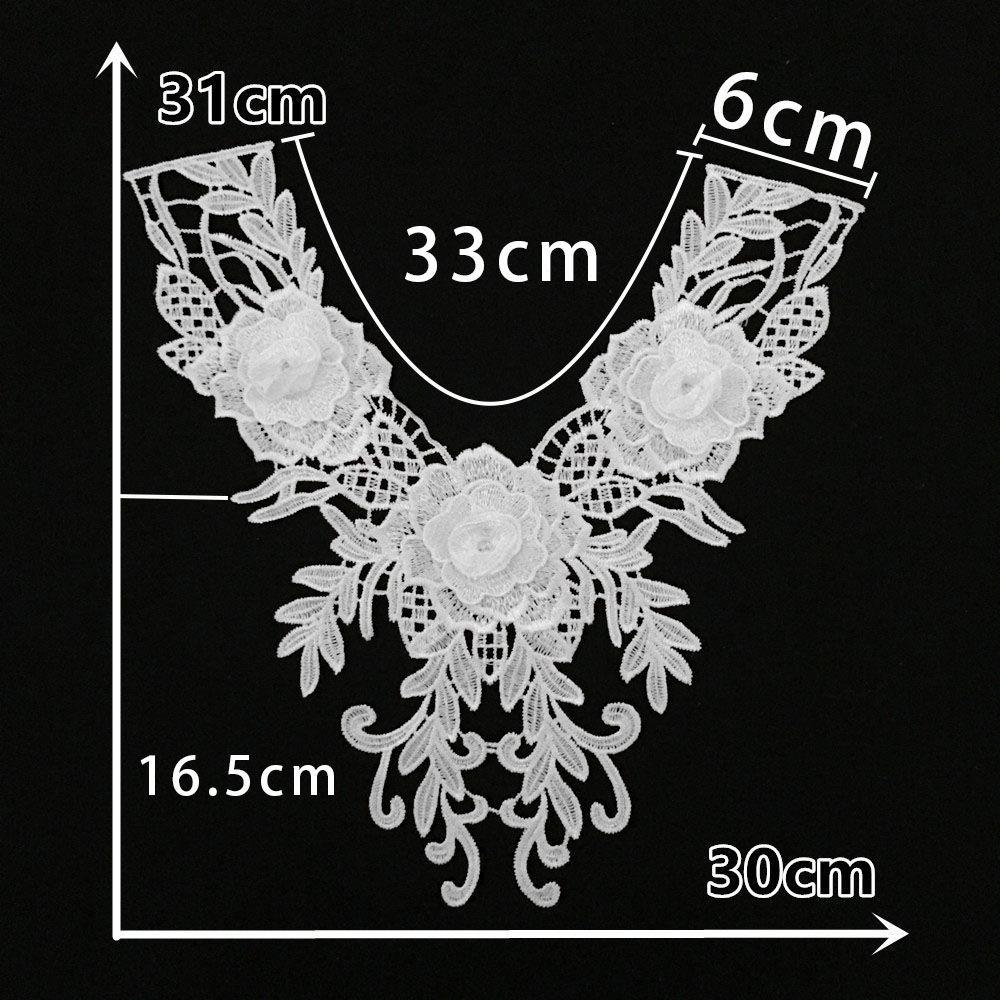 Black & White Polyester Embroidered Lace Collar for DIY Cheongsam Dress Crafting